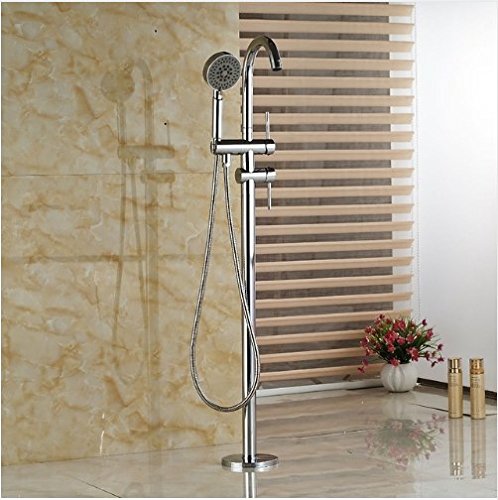 Robinet mitigeur sur pied pour baignoire ilot de salle de bain chromé