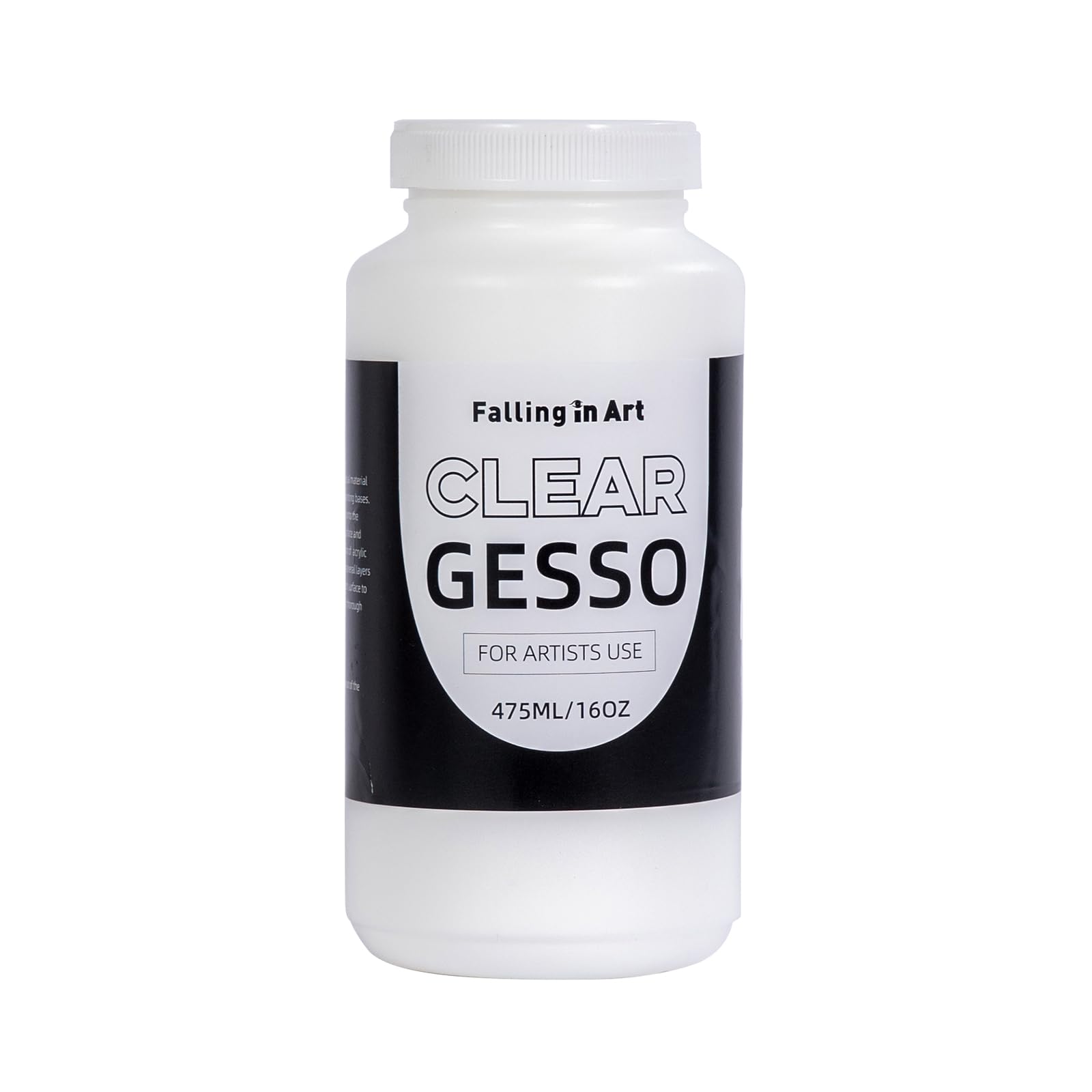Falling in Art 16 Oz Clear Gesso Primer for Acrylic &amp; Oil Paints