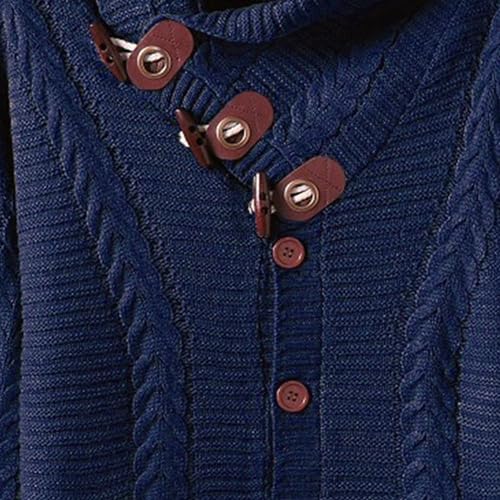 Men's Cardigan Warm Solid Outdoor Sweater Turtleneck Stylish Fall Winter Sweater Button Up Knitted Casual Sweaters 6