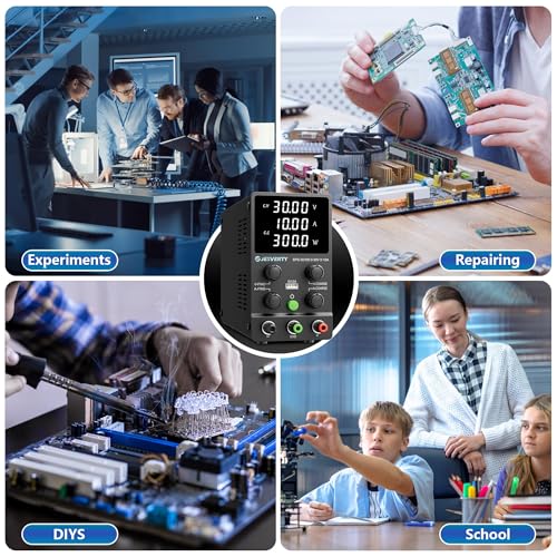 Image of DC adjustable laboratory power supply (30V 10A), Jesverty DC power supply with precision 4 digit LED display, 5V /2A USB port, coarse and accurate adjustment