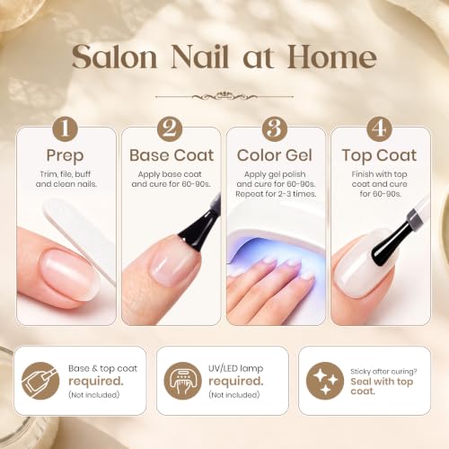 Image of Beetles Milky White Gel Nail Polish, Milk Lotion15ml Nude Jelly Nail Color