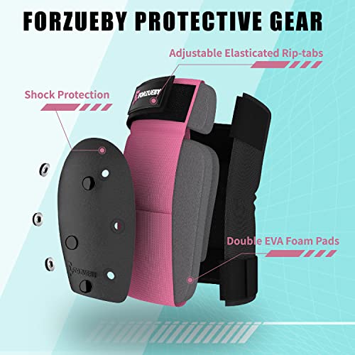 Forzueby Adult/Kids Knee Pads Elbow Pads Wrist Guards 6 in 1 Protective Gear Set for Inline Roller Skating Skateboarding Scooter BMX etc - Image 4