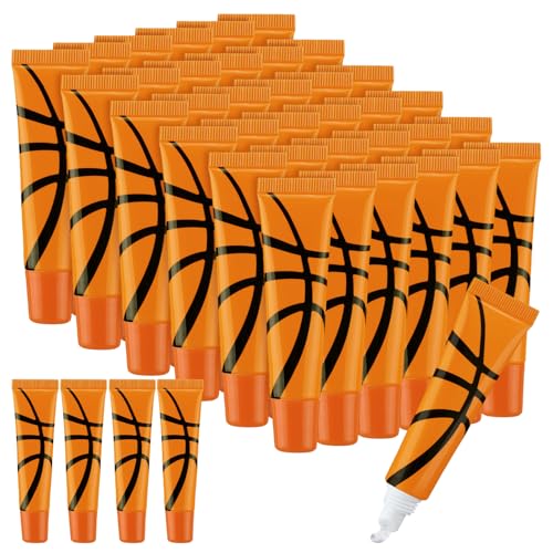 Image of 36 Pcs Basketball Party Favors Team Gifts Basketball Lip Balm Bulk 0.35 oz Vanilla Flavored Moisturizing Lip Sports Gift for Team Teen Adults Birthday Party Game Supplies