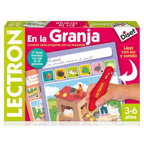 Diset - Lectron Lápiz Granja, Juego educativo de asociar preguntas y respuestas a partir de 3 años
