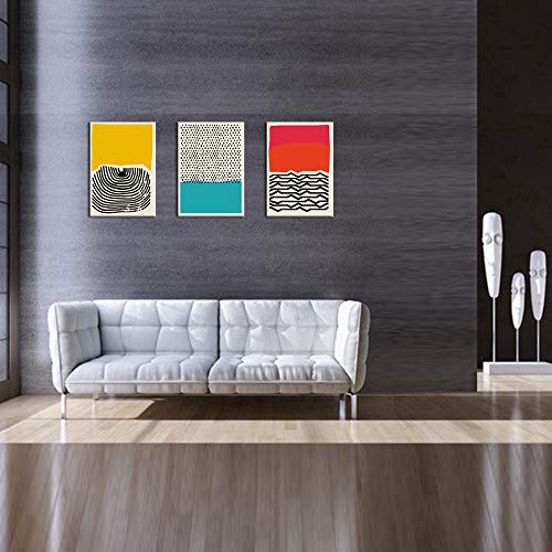 Modern Abstract Art Prints Yellow Red And Blue Canvas Poster Canvas Wall Art Paintings For Living Room Wall Artworks (Geometry, 12X16Inchx3) #TOP3