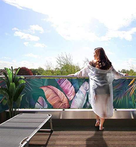 MyMaxxi Balkonbanner Sichtschutz ? tropischer Blätterwald bunt - Abdeckung für Terrasse Balkon - Windschutz Sonnenschutz Blickdicht - Balkonverkleidung wetterfest -