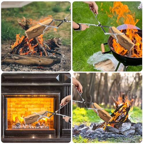 66 cm Kaminzange, Edelstahl, Feuerstelle, Zubehör, Werkzeug für Outdoor, Innenbereich, Camping, Grillen, Silber