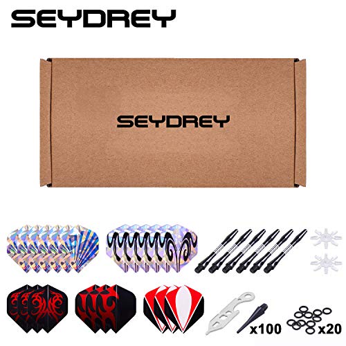 Seydrey Darts Soft Tip Darts Plastic Tip Dart of 12 Pcs 18 Gram 18 Aluminum Shafts 100 Extra Dart Tips 21 Flights Rubber O\'rings Tool Kit for Beginners Professional Players