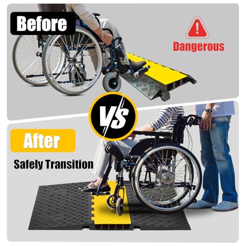 WKINGBOOM 5 Channel Rubber Cable Protector Ramp, ADA Compiant Low Profile Drive Over Cable Protector, Wire Cord Cover Ramp for Wheelchiar, Walker, Gait Trainer, Rollator, Scooter, Low Vehicles - Thumbnail 5