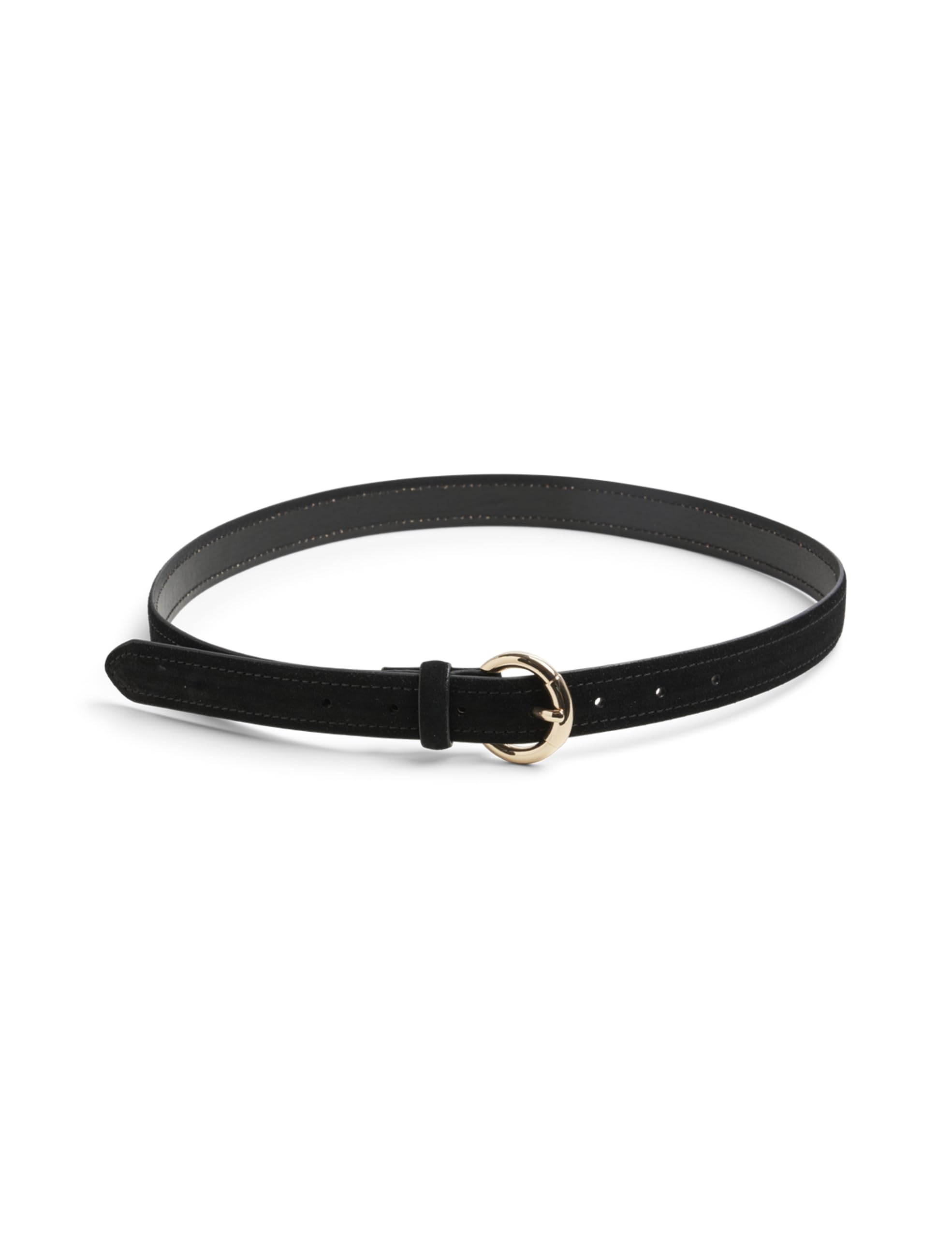 PIECES Women's Pcnalis Suede Jeans Belt Leather, Black/Detail: Gold Trim, 90
