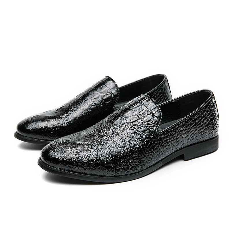 Santimon Men's Crocodile Pattern Slip-On Loafer Shoes for Men Fashion Dress Shoes Tuxedo Shoes4