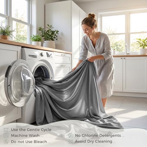 ANSSO Viscose Derived from Bamboo Sheets Queen Size, 400 TC Luxury Silky Bedding Sheets with 16" Deep Pocket,Ultra Breathable Cooling Bed Sheets for Hot Sleepers-4 Piece Set (Grey) - image 7