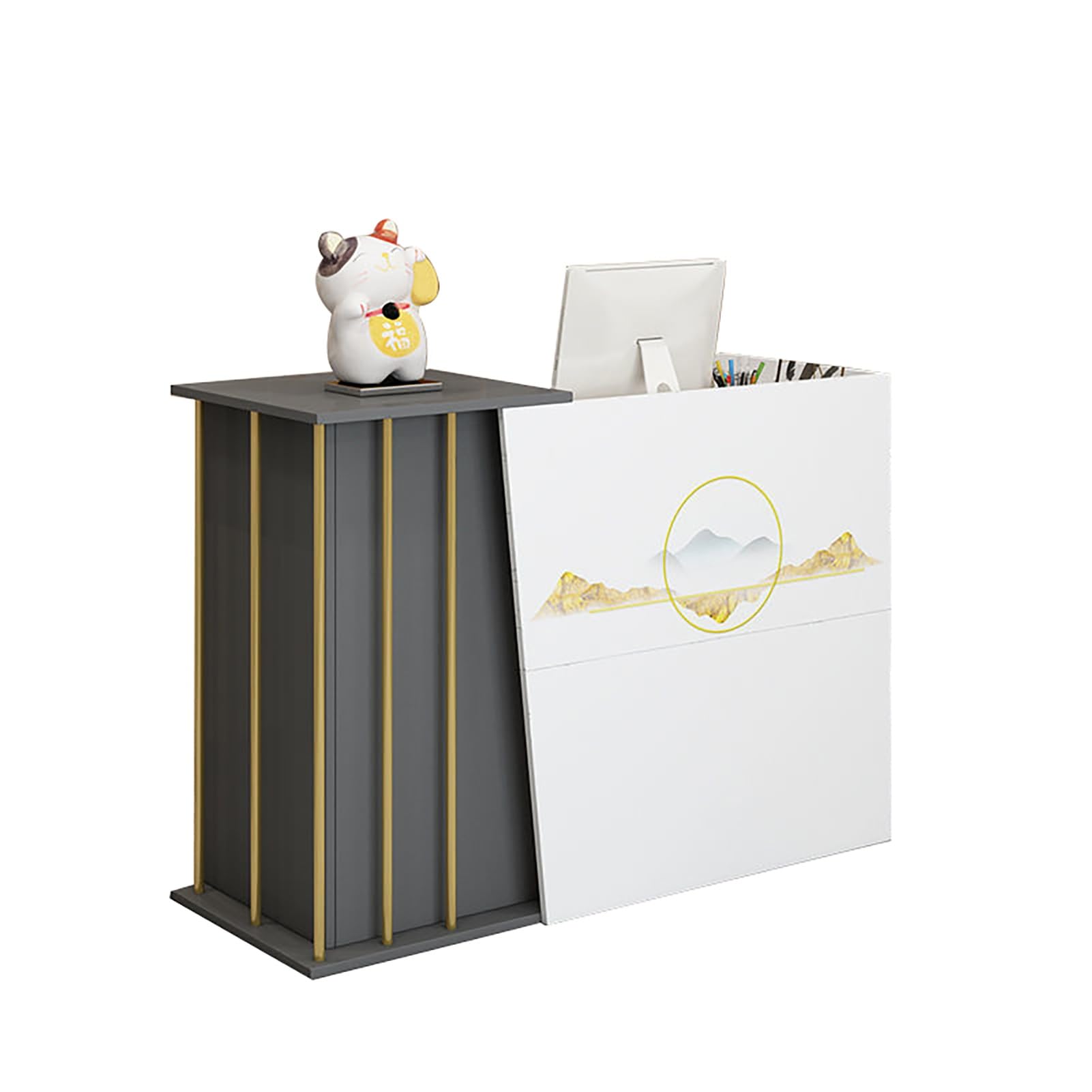 Mostrador De Recepción Moderno para Supermercado, Tienda De Conveniencia, Hotel, Bar Pequeño, Salón De Belleza, Tienda De Ropa, Mostrador De Caja Simple(A,140CM)
