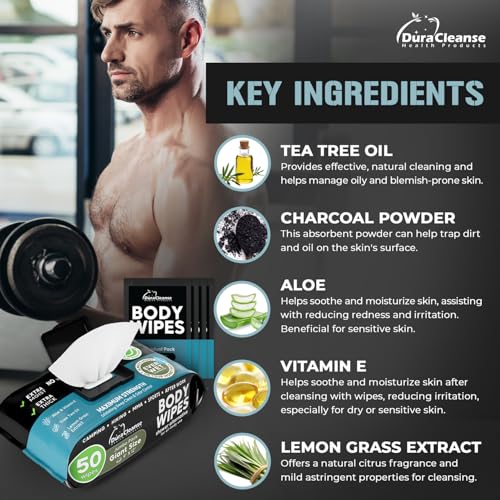 Body-Wipes-for-Men-50-XL-No-Rinse-Shower-Wipes-4-Travel-Bath-Wipes-9x12-After-Gym-Wipes-Mens-Deodorant-Wipes-Face-Wipes-for-Men-For-Camping-Essentials-Survival-Gear-and-Supplies