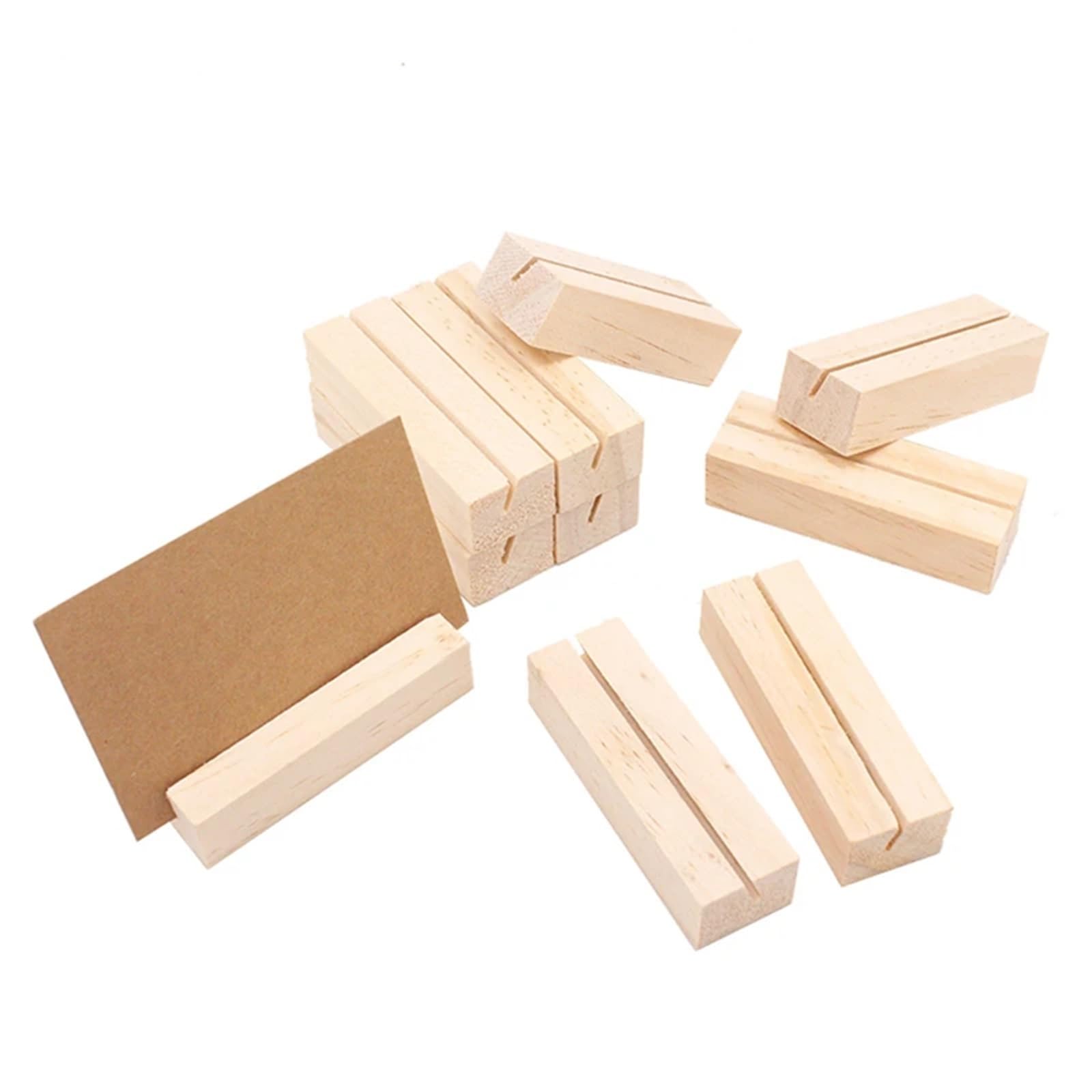 Rustikale Tischkartenhalter aus Holz für Hochzeiten, Foto-Postkarten-Clips, rechteckig, 30 Stück