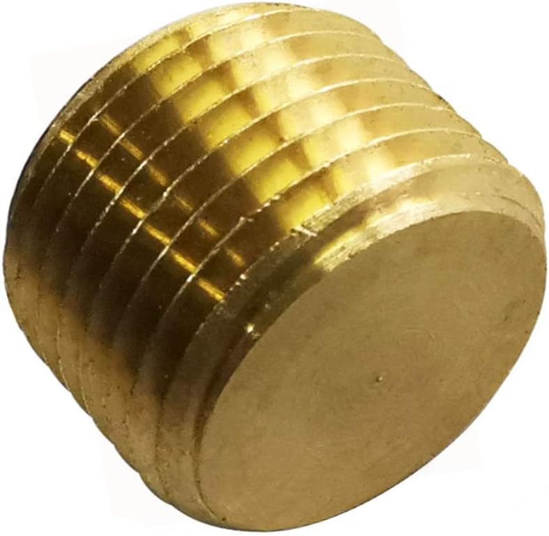 2 Pcs Brass Pipe Plug, 1/8" Male NPT Fully Threaded with Hex Socket Head, Leak-Free Hose Fitting for Air, Fuel, Oil, Water Pipe Connection