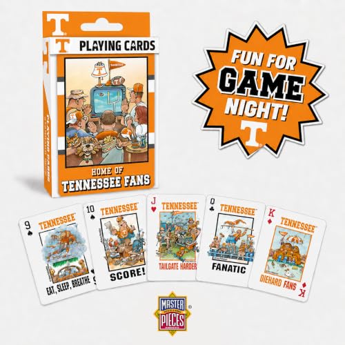 Image of Masterpieces Adult Playing Cards - Tennessee Volunteers Fan Deck, 54 Card Poker Size