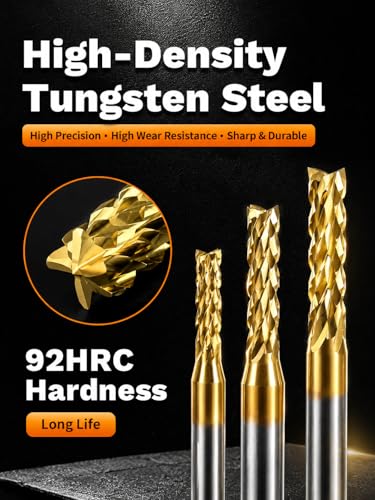 VOBOR 10 Stücke Schaftfräser 1,0-3,0mm, Titan Beschichtete Hartmetall CNC Fräser, 1.0mm, 1.5mm, 2.0mm, 2.5mm, 3.0mm, 2 Stück pro Größe