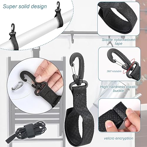 Eowppue 12-Pack Storage Straps with Carabiners, Versatile Cable Ties for PC TV, Desk & Garage - Image 4