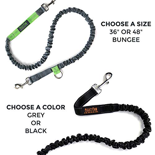 Mighty Paw Hands Free Dog Leash | Bungee Waist Leash for Dog Walking. Pet Running Hands Free Tether for Large, Medium & Small Breeds. Pet Waist Belt (36" - 48") Up to 150 lbs - Black