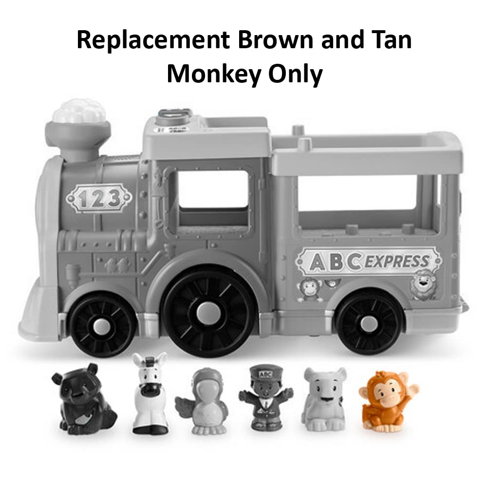 Część zamienna do Fisher-Price Little People Big ABC Animal Train - HCL79 ~ Brązowy i jasnobrązowy zamiennik małpy