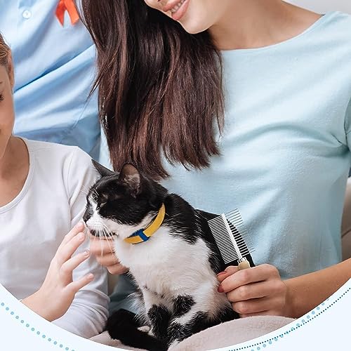 Redeo Hundekamm und Katzenkamm, Hunde- & Katzenbürste für mittel- bis langhaarige Haustiere, Hölzerner Doppelkamm mit Metallabgerundeten Zähnen, Gegen Flöhe und Unterwolle