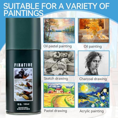 Image of Professional Art Fixative Spray, Clear Matte Varnish for Oil Acrylic Pastel & Charcoal, Non-Yellowing Fast Dry Protective Artwork Sealer, (300ML)