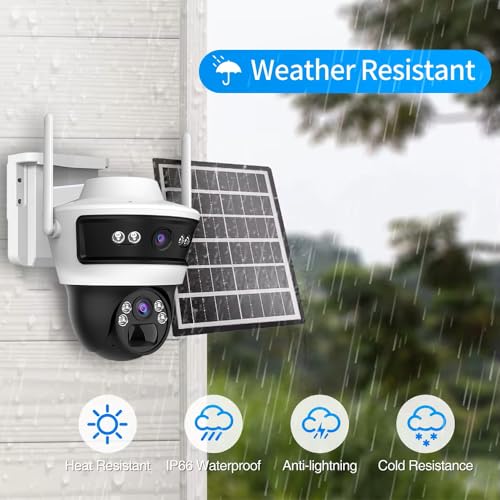 Image of Camate Stellar Duo 4+4MP (2.4GHz & 5GHz) Dual-Band WiFi Solar Outdoor CCTV Camera with 7W Solar Panel, 10400mAh Battery, Motion Detection, Two-Way Audio, IP65 Waterproof Wireless Security Camera