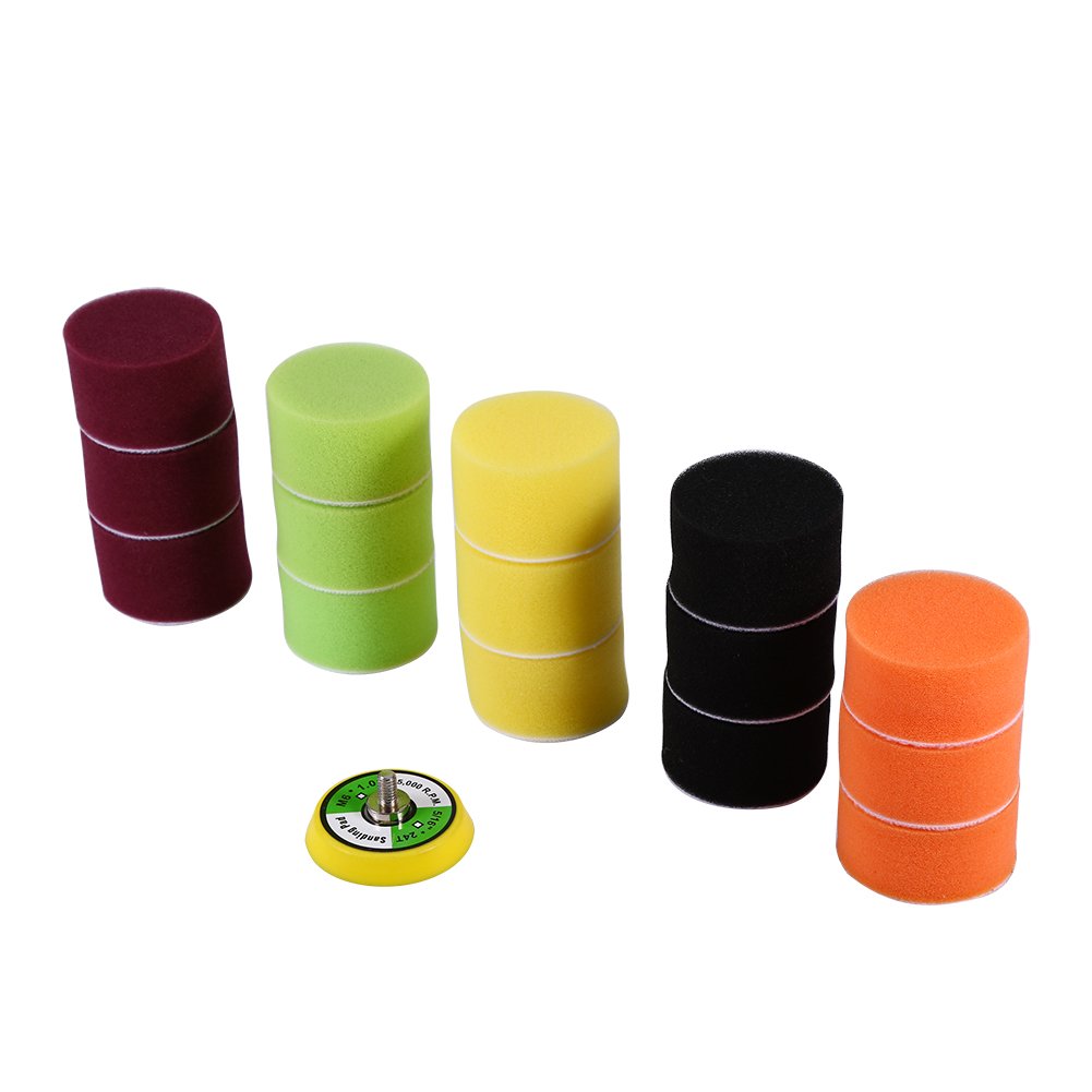 VGEBY 16 Pcs 2" Waxing Buffing Polishing Pads Car Clearing Tools+ M6 Drill Adapter for Car Beauty Remove Dirty 2 Inch Buffing Pad 2 Inch Buffing Pads 2 Inch Buffing Pads 2 Inch Buffing Pads