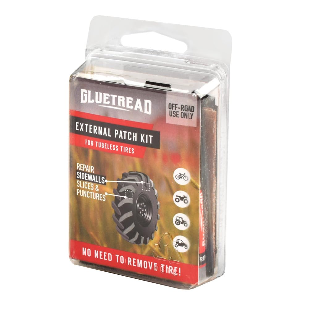 Kit de parche externo GlueTread para reparación de neumáticos, set de parches para reparación de grietas y pinchazos en la parte exterior del neumático, uso en offroad para camiones, tractores, ATV