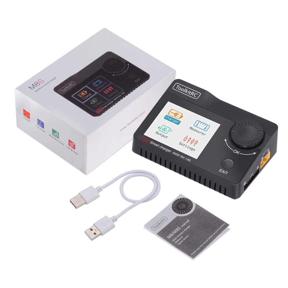 ToolkitRC M8S Battery Balance Charger Discharge Color Screen 400W 18A DC Output for 1-8S Lipo LiHV L
