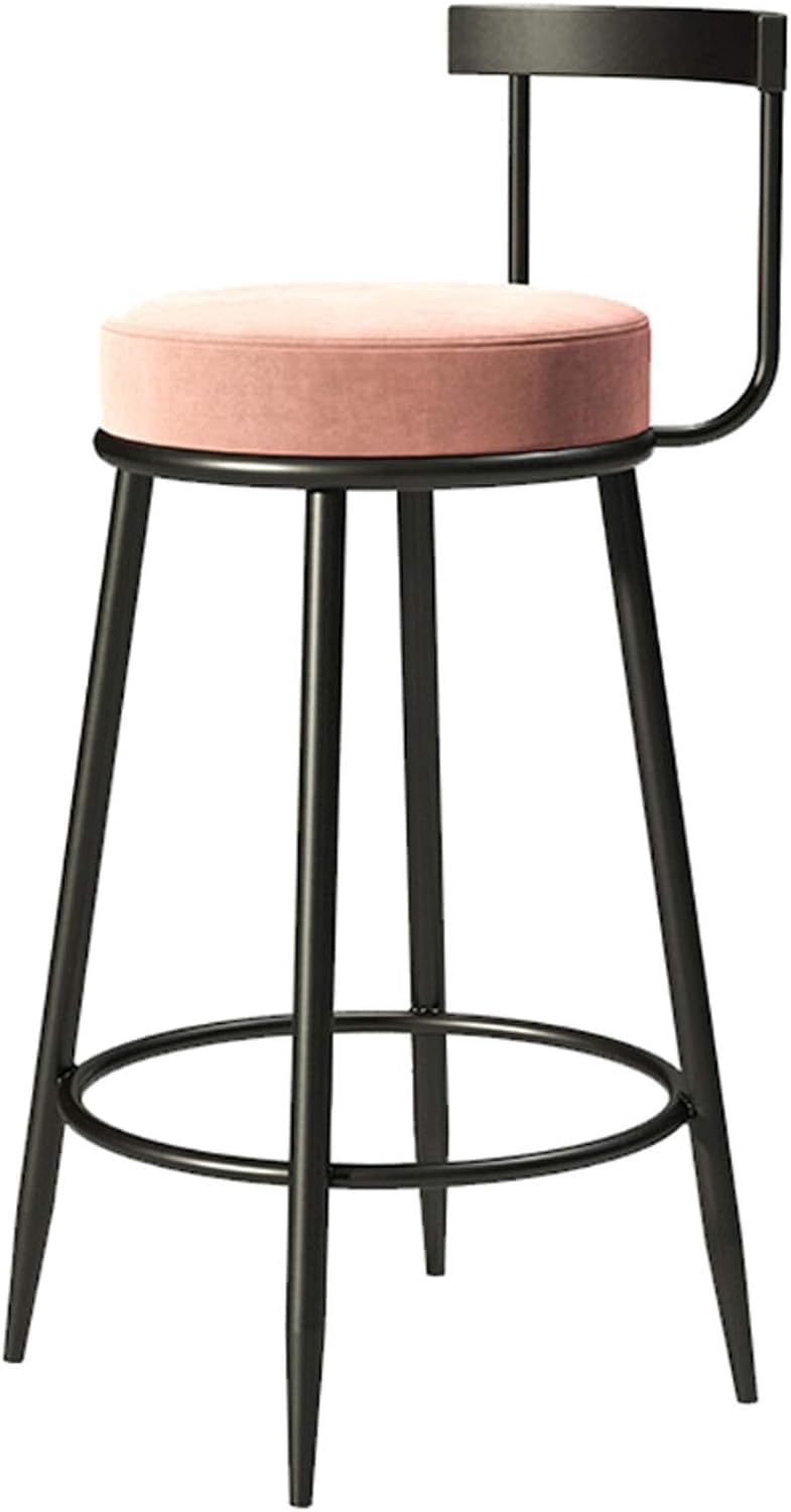 Nutech Decor Swivel Bar Stool: Modern Wrought Iron Design for Bars, Cafes, Counters, Balconies, and Homes - Stylish Dining Chair with Sturdy Footrest and Plush Velvet Pad (75cm, Pink)-image-34