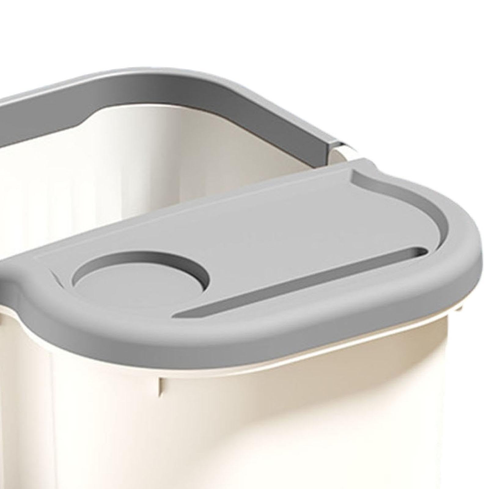 Vaschetta per Pediluvio con Punti Massaggianti, Portatile, per Relax Domestico, con Coperchio, Ideale per Pedicure, Bianco Grigio, L with Wheels