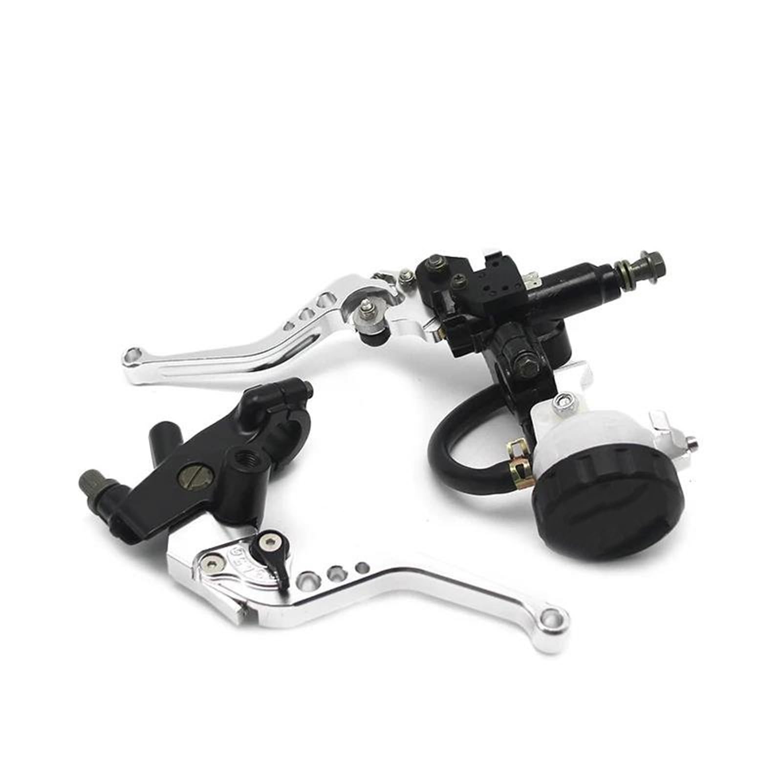 Kit De Leviers De Réservoir Maître-Cylindre Frein Embrayage De Moto Universel De 7/8 "22 Mm Ensemble De Réservoir De Fluide Frein Main Embrayage Leviers(Silver Set)