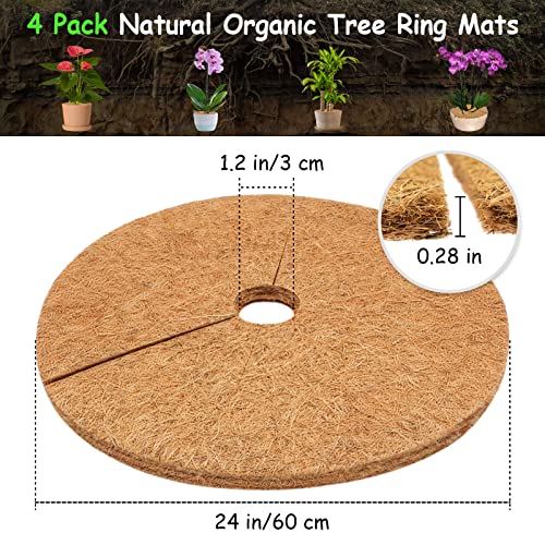Legigo 4Pcs 24" Dia Coconut Fibers Tree Mulch Ring Protector Mat- Natural Coco Coir Tree Protection Weed Mats For Cypress, Landscaping, Tree Disc Plant Cover, Soil Cover For Indoor Outdoor Plants #TOP1