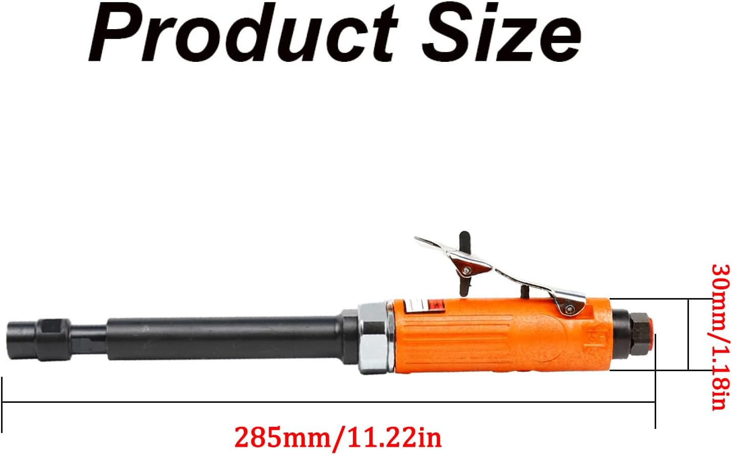 SEIWEI Extended Pneumatic Air Die Grinder with 1/8" Collet and 2 Wrenches, 1/4" Air Inlet Connector, 20000rmp Long Shaft Air Die Grinder Tool