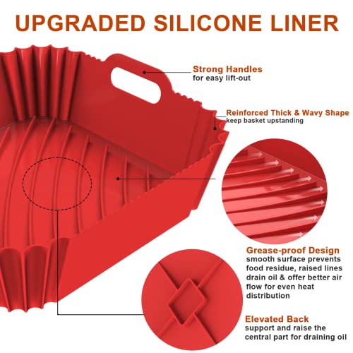 Image of 2 Pack Silicone Air Fryer Liners Reusable, 7.1 Inch Airfryer Liners 4-7 QT Square Air Fryer Liners Silicone Pot Oven Liner Baking Tray, Air Fryer Basket Mat Silicone Bowl Air Fryer Accessories