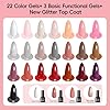 PEACECOLOR 44 Pezzi Kit Semipermanente Unghie, 22 Colori Smalti Semipermanenti per Unghie con Lampada UV Led, Top Base Opaco Glitter Coat,per Principianti Fai da Te