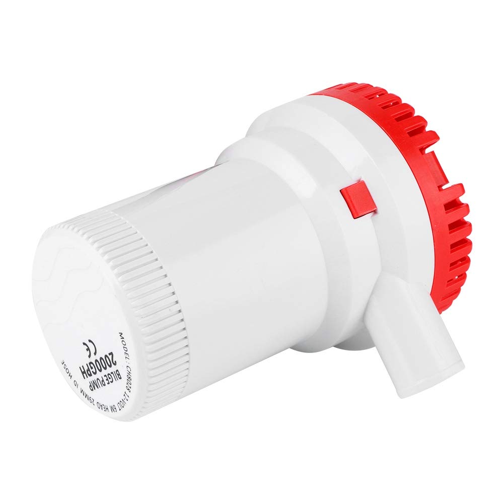 Pompa di Sentina Sommergibile 2000GPH 12V 24V per Barche Pompa Elettrica Resistente per Scafi Stagni e Piscine Flusso 7550L H con Protezione Antiaria e Basso Consumo Ideale per Rimozione Acqua