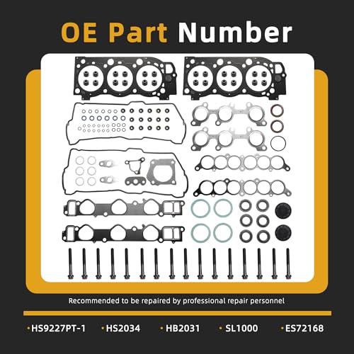 Image of Head Gasket Set with Bolts, 3.4L for Toyota 4Runner 1996-2002, for T100 1995-1998, for Tacoma 1995-2004, for Tundra 2000-2004, 3.4L V6 DOHC, OE# HS9227PT-1, HS2034, HB2031, SL1000(123pcs)