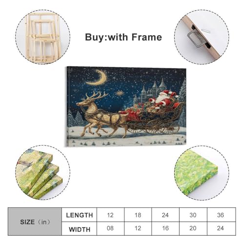 Affiche Noël déco murale tableau Père Noël impression toile 40x60 - 2