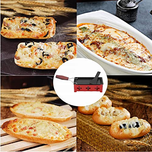 Cheese Raclette Stretchable Non-Stick Cheese Rotaster Baking Tray Iron Metal Grill Plate Accessories Cheese Melter- Baking Tray+Red hob+Spatula(#1)