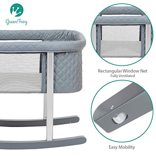 Baby Bassinet Cradle Includes Gentle Rocking Feature, Great for Newborns and Infants Safe Mattress Includes Wheels for Easy Movement High End Washable Fabric Lightweight (Grey (Diamond))