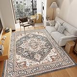 JGGXHM Waschbarer Teppich, Vintage-Medaillon, Flächenteppich, rutschfeste Rückseite, für Wohnzimmer, Schlafzimmer, Küche, Waschküche, Heimbüro, Dekoration, 70x120cm