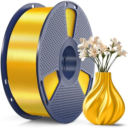 SUNLU 3D Printer Silk Filament,Shiny Silk PLA Filament 1.75mm, Smooth Silky Surface, Great Easy to Print for 3D Printers, Dimensional Accuracy +/- 0.02mm, Silk Light Gold 1KG