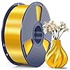 SUNLU PLA+ Silk Filament, Glänzendes Metallisches Seiden-3D-Filament 1,75mm, Hochfestes PLA PLUS 3D Drucker filament, 1KG Spule, silk Hellgold