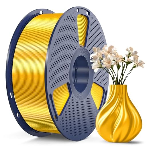 SUNLU PLA+ Silk Filament, Glänzendes Metallisches Seiden-3D-Filament 1,75mm, Hochfestes PLA PLUS 3D Drucker filament, 1KG Spule, silk Hellgold