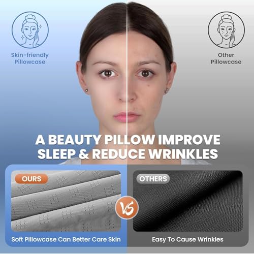 Image of JINXIA Cervical Neck Pillow for Sleeping, Odorless Memory Foam Pillows & Cooling Cover, Ergonomic Orthopedic Neck Support Pillow for Side Back Stomach Sleepers, Neck and Shoulder Pain Relief, Gray
