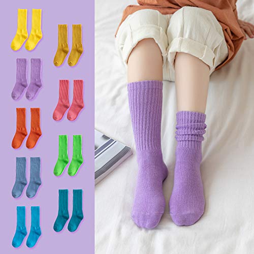 MINI PANDA Girls Socks - 9 Pairs Long Socks for Little Girls3