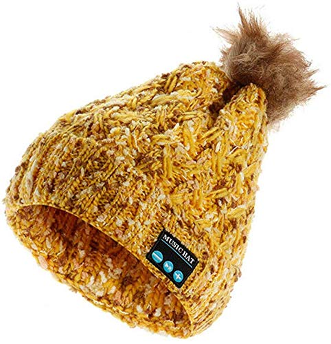 Preisvergleich Produktbild LYXMY Bluetooth Kopfhörer Warm Kappe Mütze, Kabelloses Headset Mütze, Kopfhörer Lautsprecher Kappe für Herren Damen - Gelb